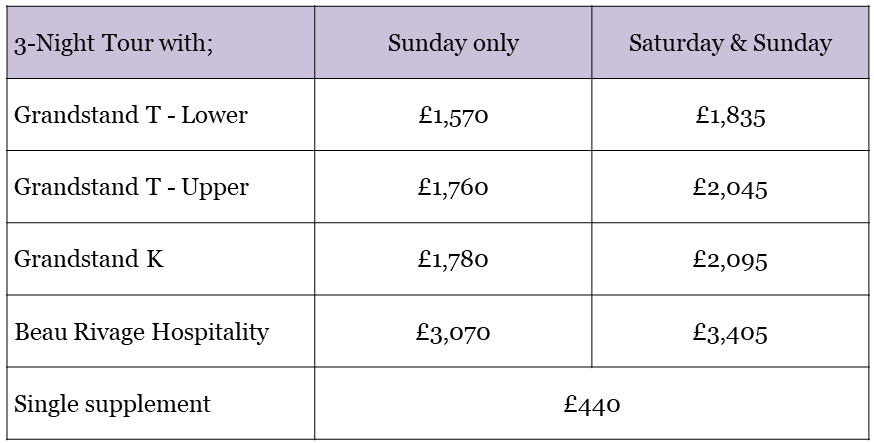 MONACO GP 26 NICE prices no flights